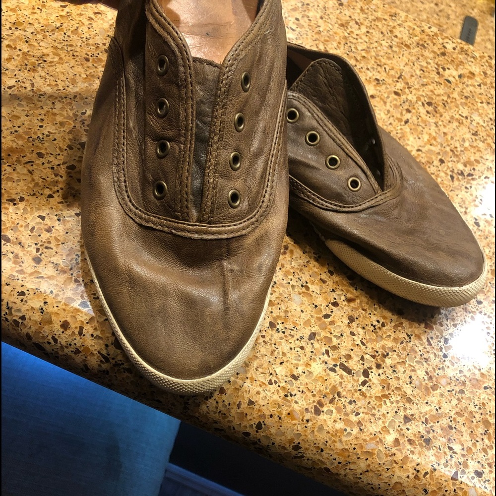 FRYE leather slip ons